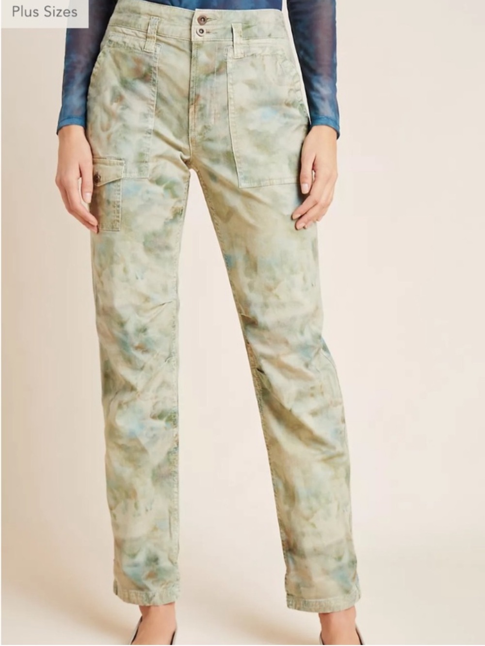 Anthropologie THE WANDERER Cargo Pants with Blue Tie-Dye Accents - Size 25 - Picture 11 of 11